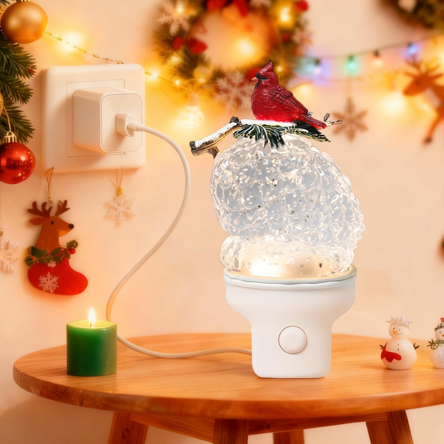 Yuxelulmai Christmas Night Light Plug into Wall Swirling Glitter USB Portable Christmas Decorative Night Light Decoration for Kids Adults Bedroom Kitchen Living Room Holiday Decor (Pinecone)