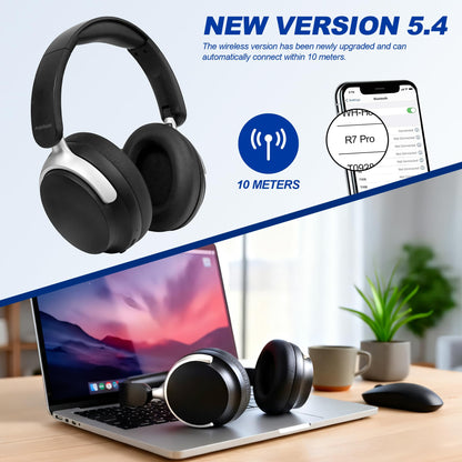 Anjetsun Wireless Headphones Over Ear with ANC, 80H Playtime, Fast Charge, Active Noise Cancelling & Transparency Mode, Comfortable Wireless Headphones for Work & Travel, Foldable Design Black