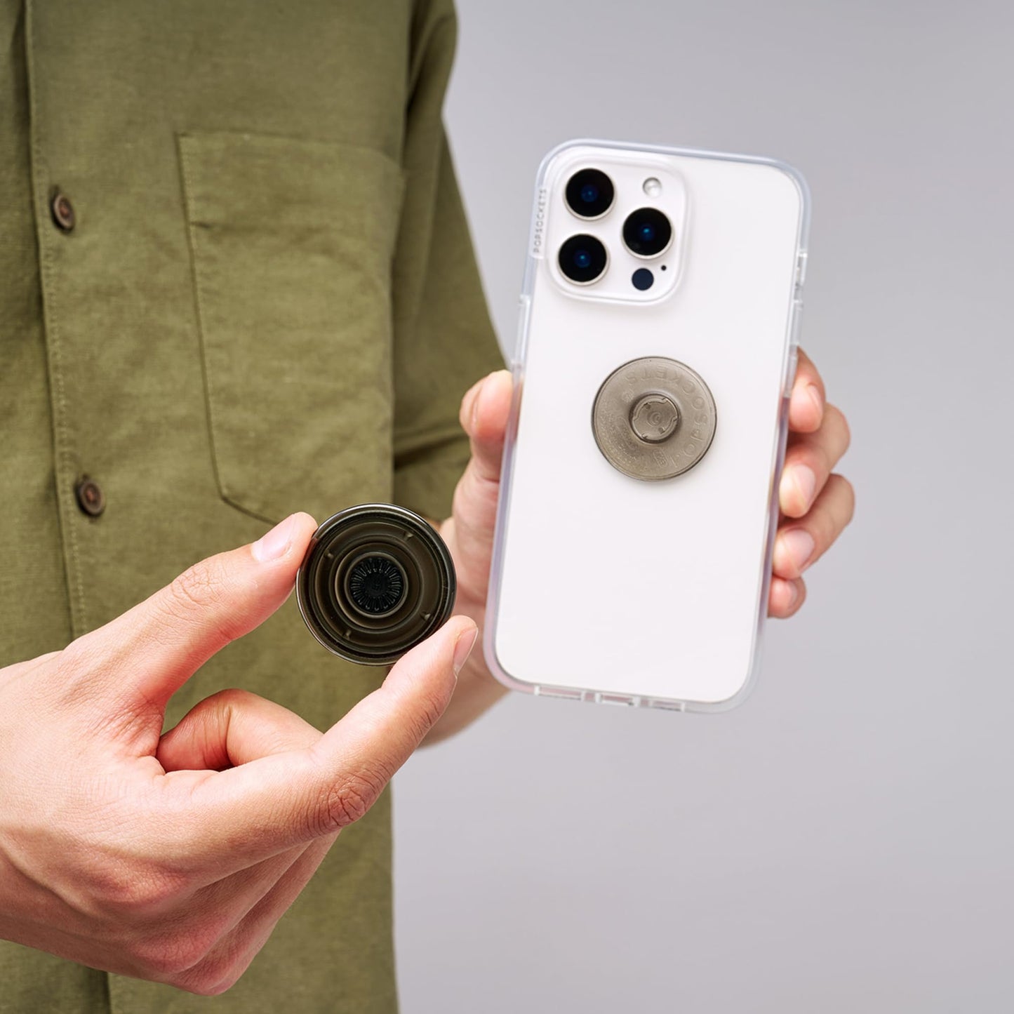 PopSockets Phone Grip for MagSafe with Kickstand, Magnetic Stand, Swappable Top, Secure Hold for iPhone MagSafe Cases, Phone & Tablet Grip - Clear