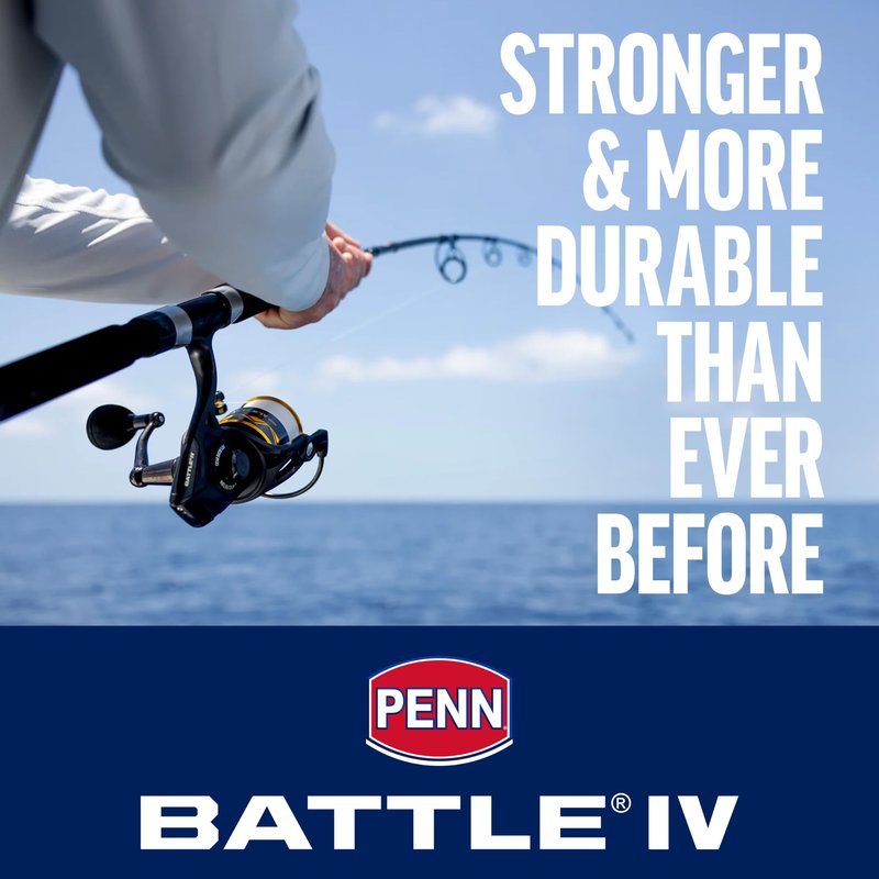 Penn 7' Battle IV Spinning Fishing Rod and Reel Combo Kit, 2500 Reel, CNC Gear Technology, Full Metal Body and Sideplate, HT-100 Drag System