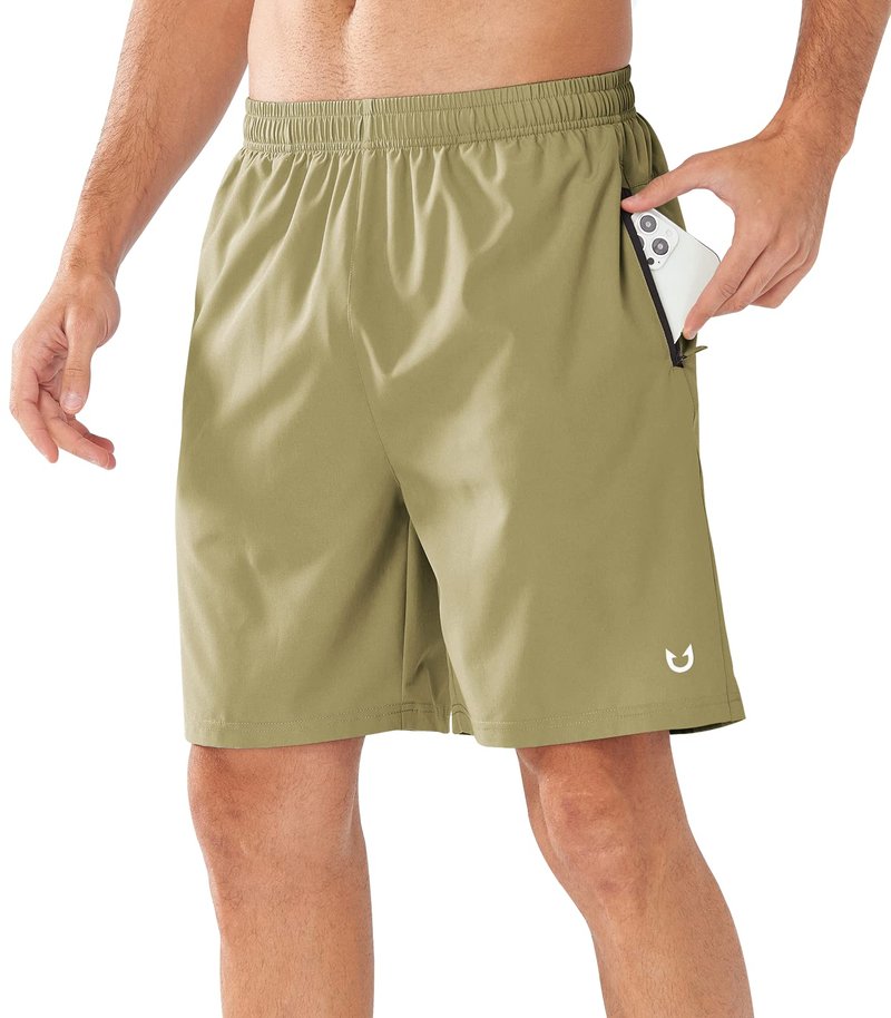 NORTHYARD Men's Athletic Running Shorts Quick Dry Workout Shorts Lightweight Sports Gym Basketball Shorts Hiking Exercise Khaki-7 inches L