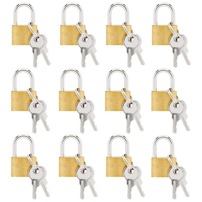 Juvale Luggage Locks with Keys - Mini Lock for Diaries & Jewelry Boxes - Travel Security for Suitcases & Bags - 12 Pack, 0.7 x 1.2 x 0.25 in, Gold & Silver