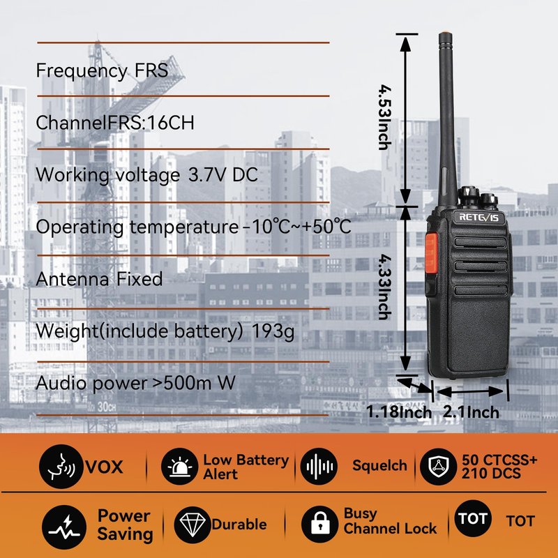 Retevis H-777S Walkie Talkies Long Range,Heavy Duty Portable FRS Two-Way Radios, Hands Free,Safe Call,Rugged Commercial 2 Way Radios with Gang Charger,for Warehouse, Churches,Jobsite(6 Pack)