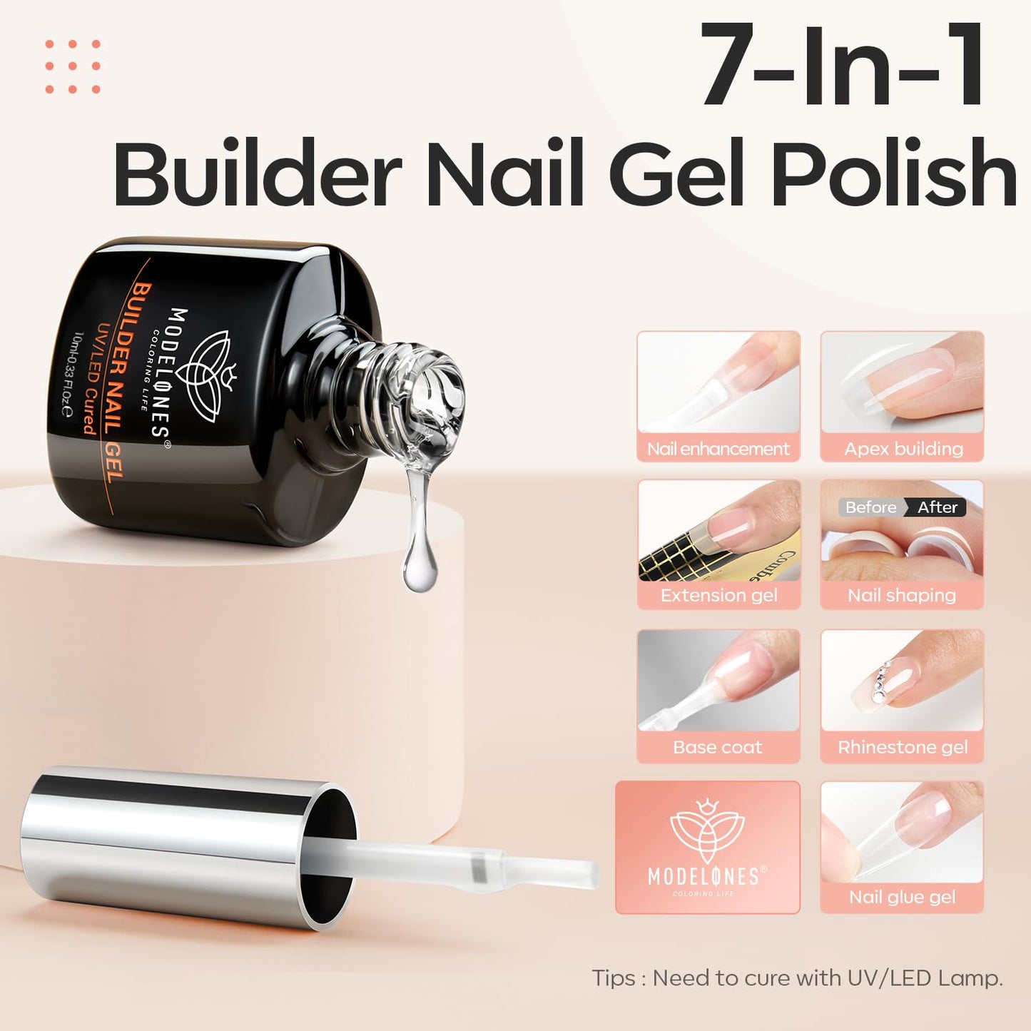 modelones Gel Nail Polish Set 2 Pcs 15ml French Manicure Kit White Nude Pink Jelly Sheer Gel Polish Soak Off UV LED Classic French Tip Gel Polish Natural Nail Art DIY Gift for Women