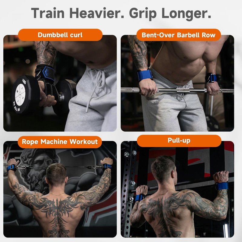 MOST GRIP Non-Slip Gym Wrist Sraps for Weightlifting, Double Rubber Weight Lifting Straps with D Rings for Cable Machine Workout, Wrist Wraps with Cushion Wrist Loop for Men Women Deadlift