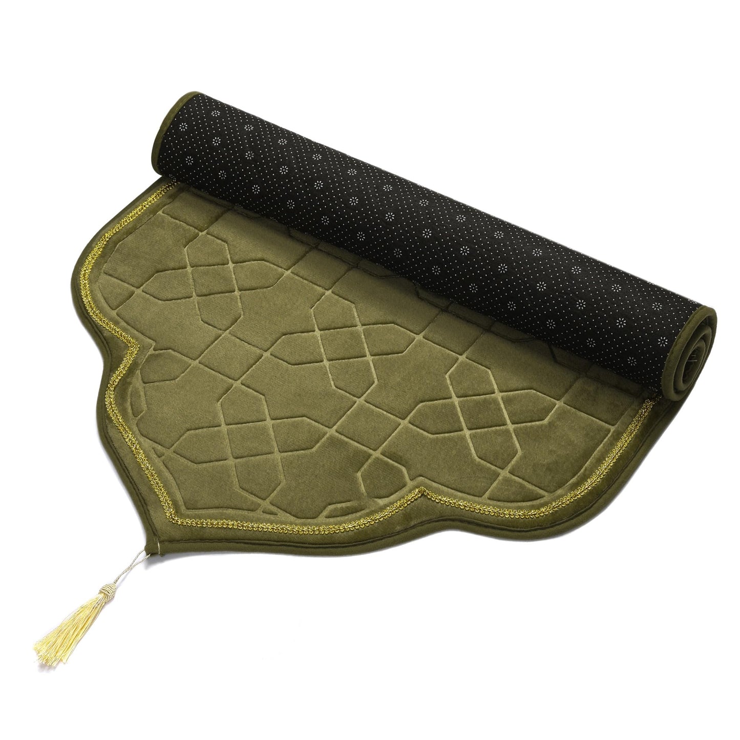 RLoncomix Muslim Prayer Mat for Ramadan Gifts - Thick Prayer Rug Sajadah for Kids Men Women Soft Islamic Prayer Rugs for Eid Travel Ramadan, Green