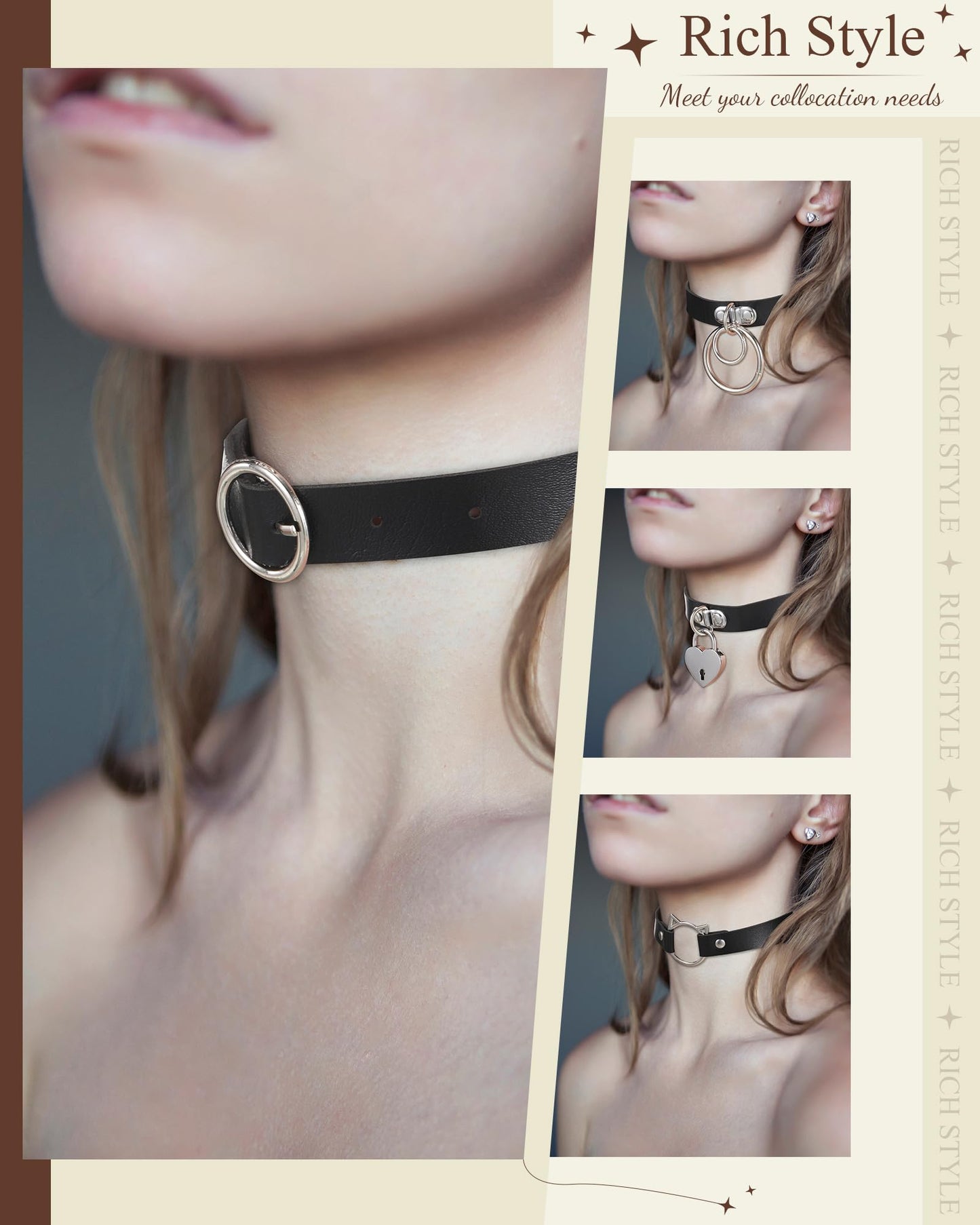 Sasylvia 20 Pcs Punk Leather Choker Necklaces Bulk Gothic Spiked Choker Set for Women Adjustable Black PU Leather Goth Studded Rock Necklaces Rivet Spike Halloween Costume Cosplay Accessories