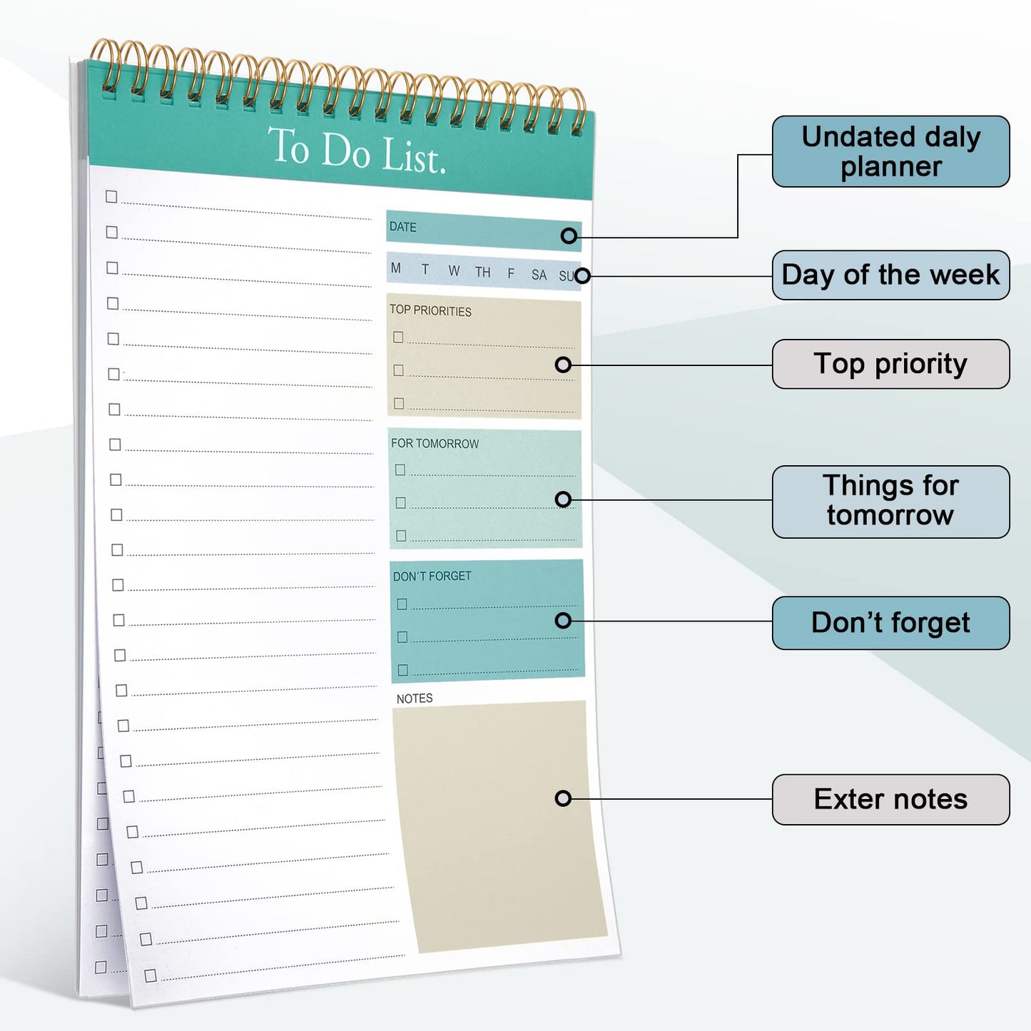 Thenshop 6 Pack To Do List Notepad Daily to Do List Notepad 6.5 x 9.8 Inches Notebook Undated 52 Sheets Paper Planner Daily for Work Planning Pad for School Office Student
