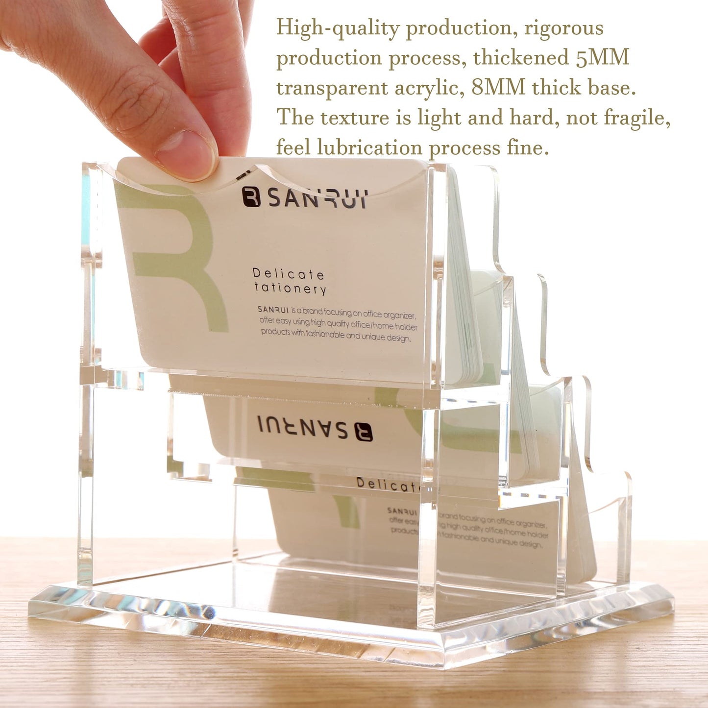 YUXUN Business Card Holder Display for Desk, Clear Acrylic Cards Organizer 3 Tier 3 Slots, Business Card Stand for Men and Women 1 Pack (3 slots) 3slots