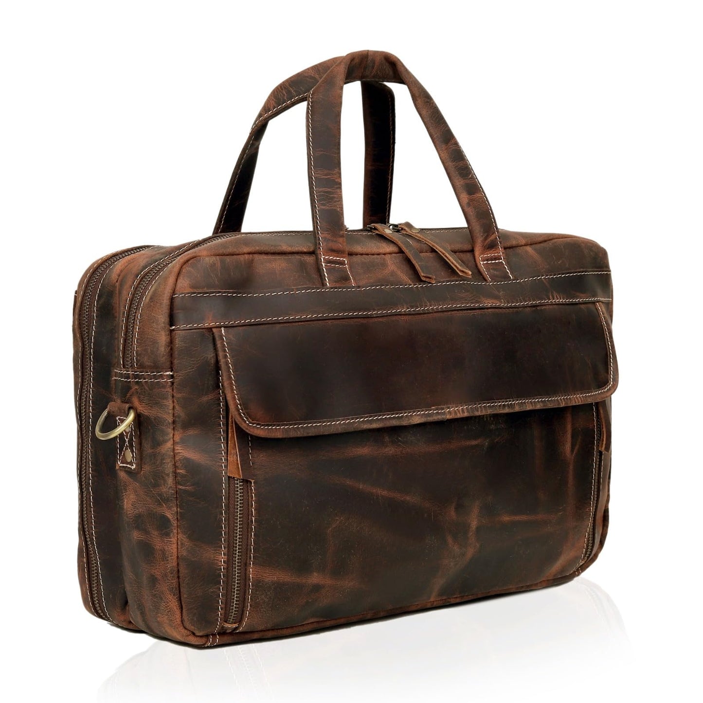 Full Grain italian Leather Briefcase for Men Top Choice Gifts Handcrafted Laptop Bag with Multiple Compartments (Brown, 16 inch)