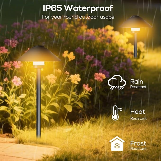 Banord Outdoor Landscape Path Lights, 4 Pack LED Pathway Lights, Low Voltage Garden Lighting Wired with IP65 Waterproof for Walkway Yard Garden