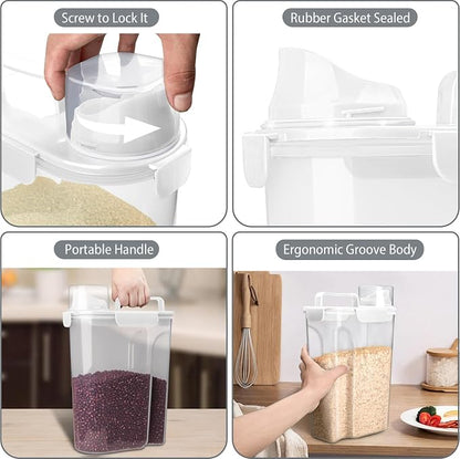 Komzon Rice Container, Airtight Rice Storage Container 10lb, Cereal Containers Storage, BPA Free Food Dispenser with Pouring Spout Handle for Flour Pasta Grain, Pet Dog Cat Bird Food Storage Container