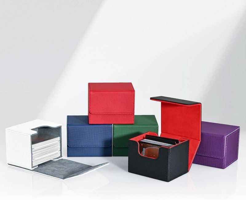 ZLCA Trading Card Deck Box - Leather Magnetic Storage for 120+ MTG Cards | Fits Magic the Gathering (Black)