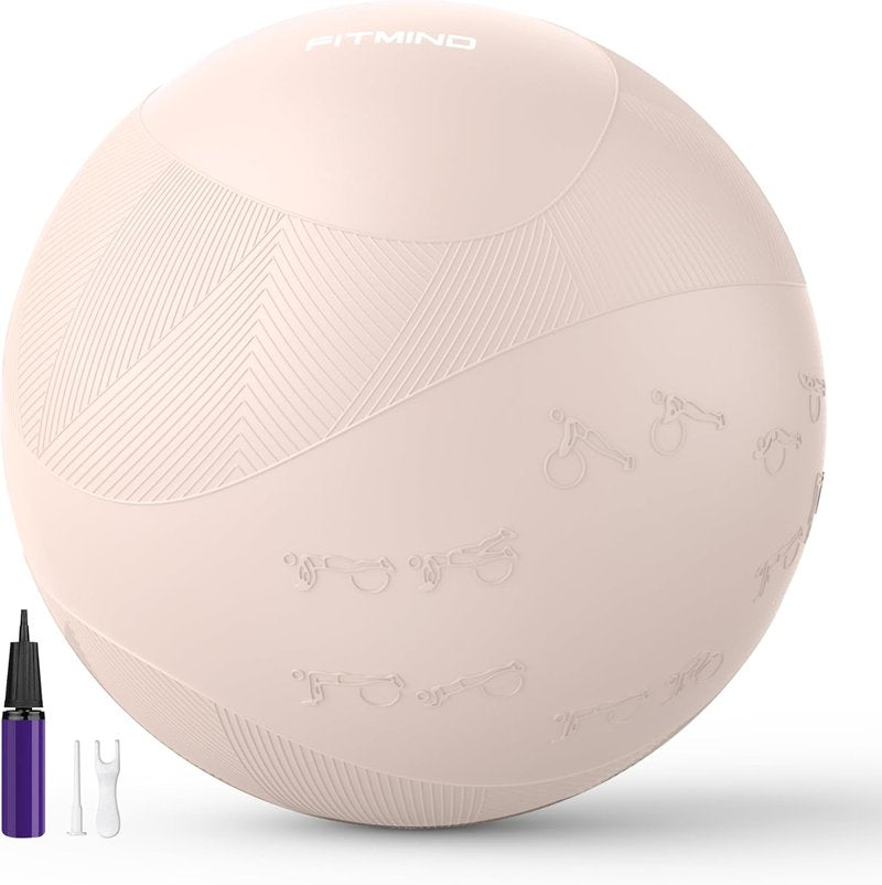 Extra Thick Yoga Ball - Anti-Burst, Slip Resistant Exercise Ball with Pump | 22in, 26in, 30in Sizes for Pilates & Physical Therapy
