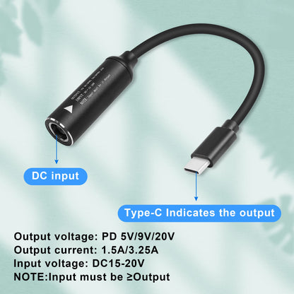 GINTOOYUN PD65W DC5525 to USB-C Charging Cable DC5.5mmx2.5mm Round Female to Type-C Charger Power Adapter Cable for Laptops,Mobile Phones,Tablets, Rechargeables,etc(7Inch)
