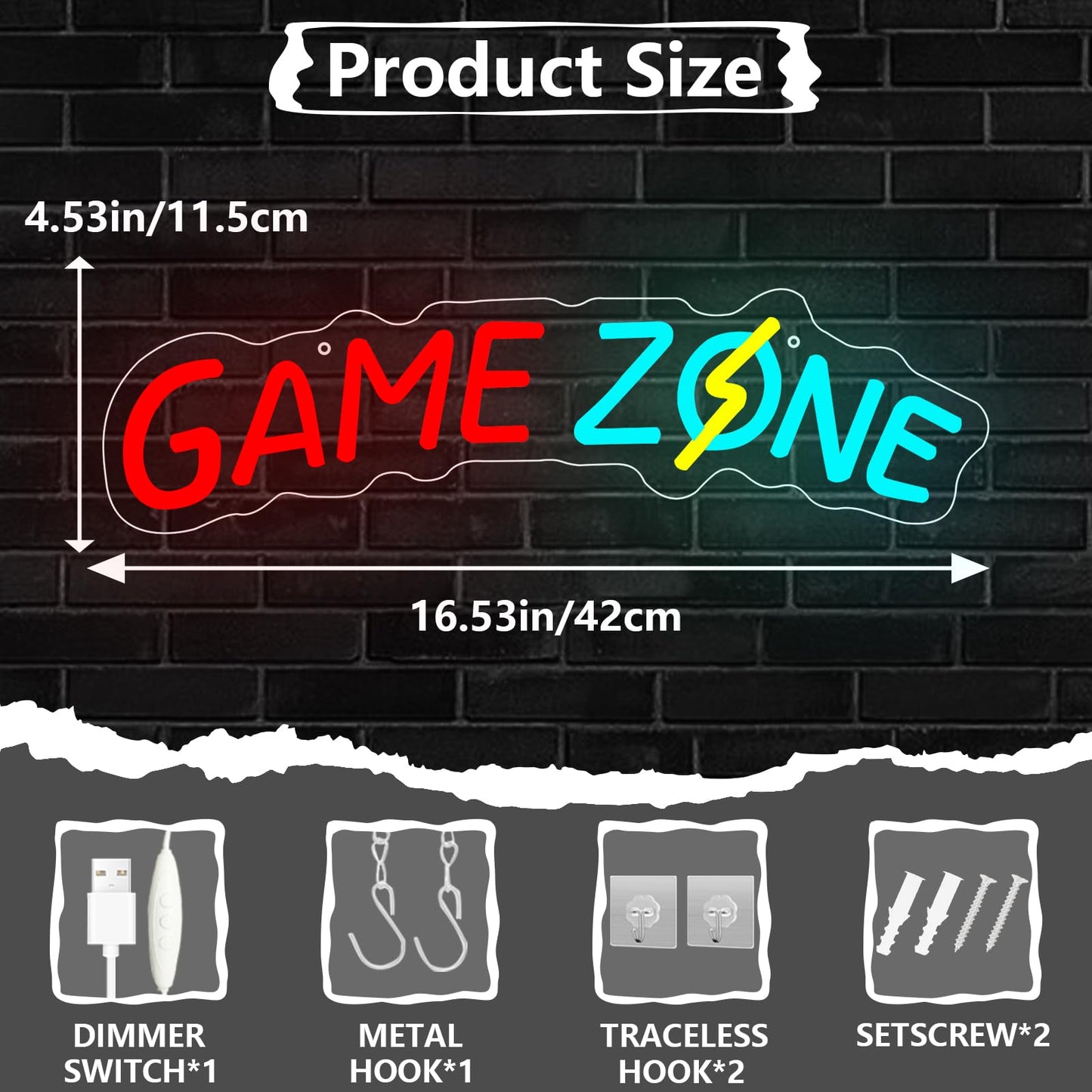 Game Zone Neon Sign, Gaming Neon Light for Game Room Wall Decor, Gamer Neon Signs for Boy Man Cave, Bedroom Decoration, Great Gift for Kids Friends Birthday Party