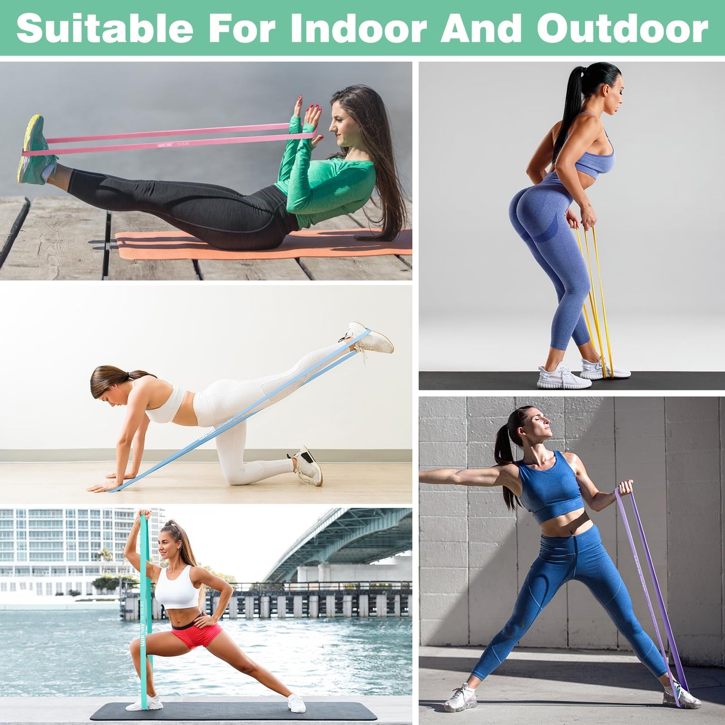 Resistance Bands, Pull Up Bands, Workout Bands for Exercise, Thick Heavy Resistance Band Set with Door Anchor, Elastic Bands for Body Stretching, Crossfit Training at Home/Gym Men & Women Women