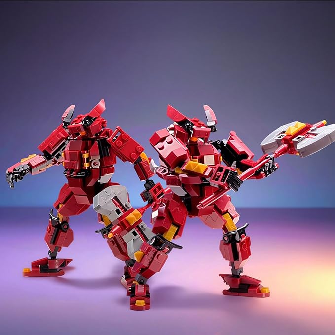 MyBuild Sci-Fi Rita 5028 – Red Armor Mech with Battle Axe | Collectible Robot Building Set | Ages 14+