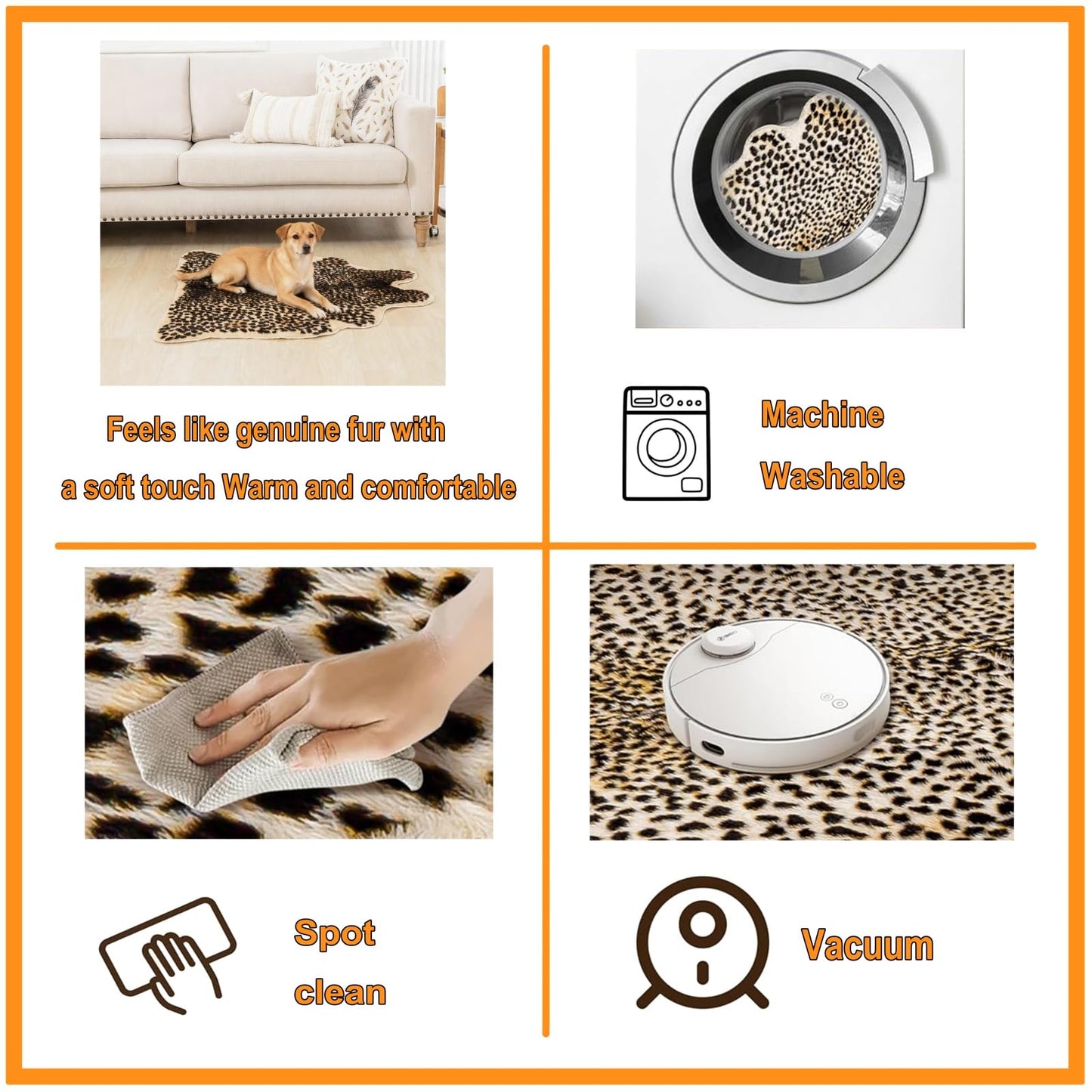 Beawelkomjo Cheetah Print Rug - Stylish Leopard Rug Faux Animal Print, Thick TPR Non-Slip Animal Print Floor Mat for Living Room, Dorm, Apartment (Cheetah Print 37x41In)