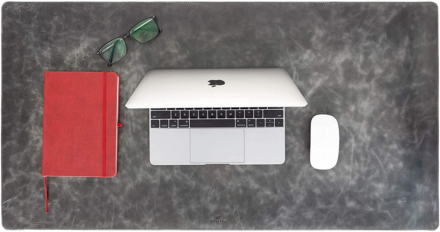 Venito Premium Leather Desk Pad Mat (31.5 X 14.6 inch) - Medium Desk Mat for Keyboard and Mouse Home Office Accessories (Faded Gray)*