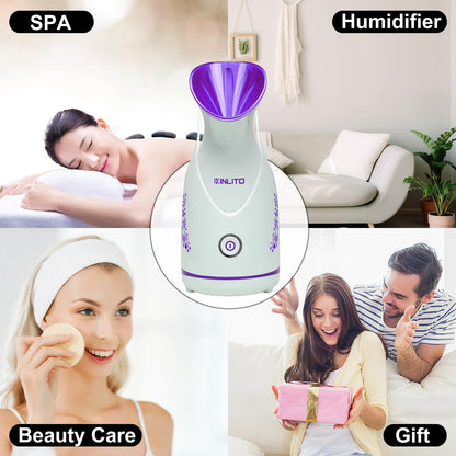 Facial Steamer Ionic Face Steamer for Home Facial, Warm Mist Small Facial Steamer for Deep Cleaning Unclog Pores with Blackhead Remover, Aromatherapy Kit for Personal Home SPA (Blue)