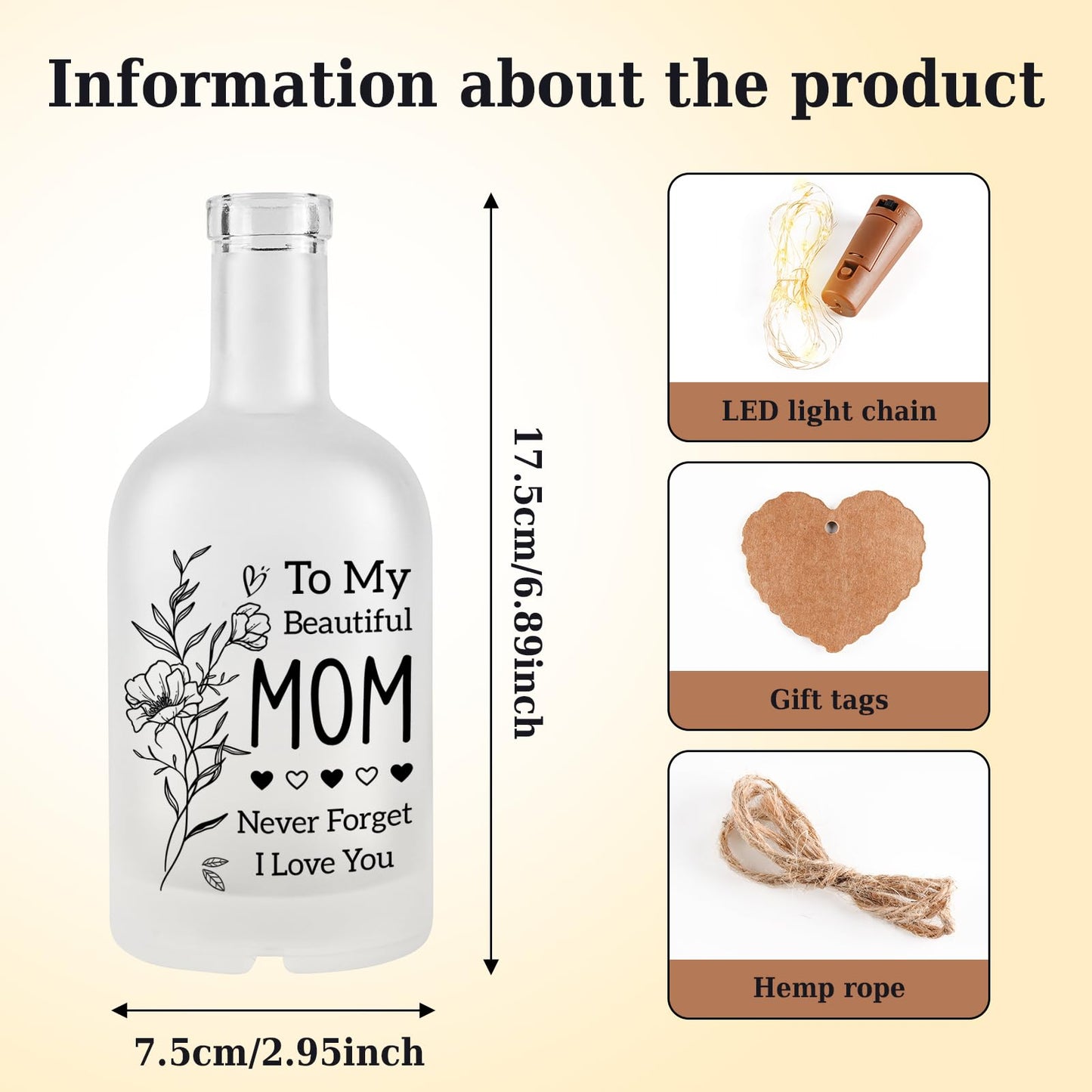 Vetbuosa Gifts for Mom Mothers Day - LED Bottle Decorative Light Mommy Birthday Gifts, Mothers Day Presents for Mom