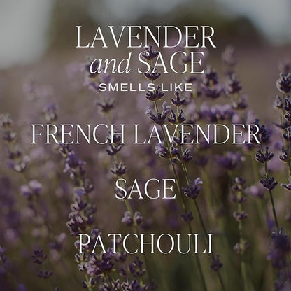 Sweet Water Decor Lavender and Sage Soy Candle - French Lavender, Sage, Patchouli Scented Spring Candles for Home - 9oz Clear Jar + Gold Lid, 40+ Hour Burn Time, Made in The USA