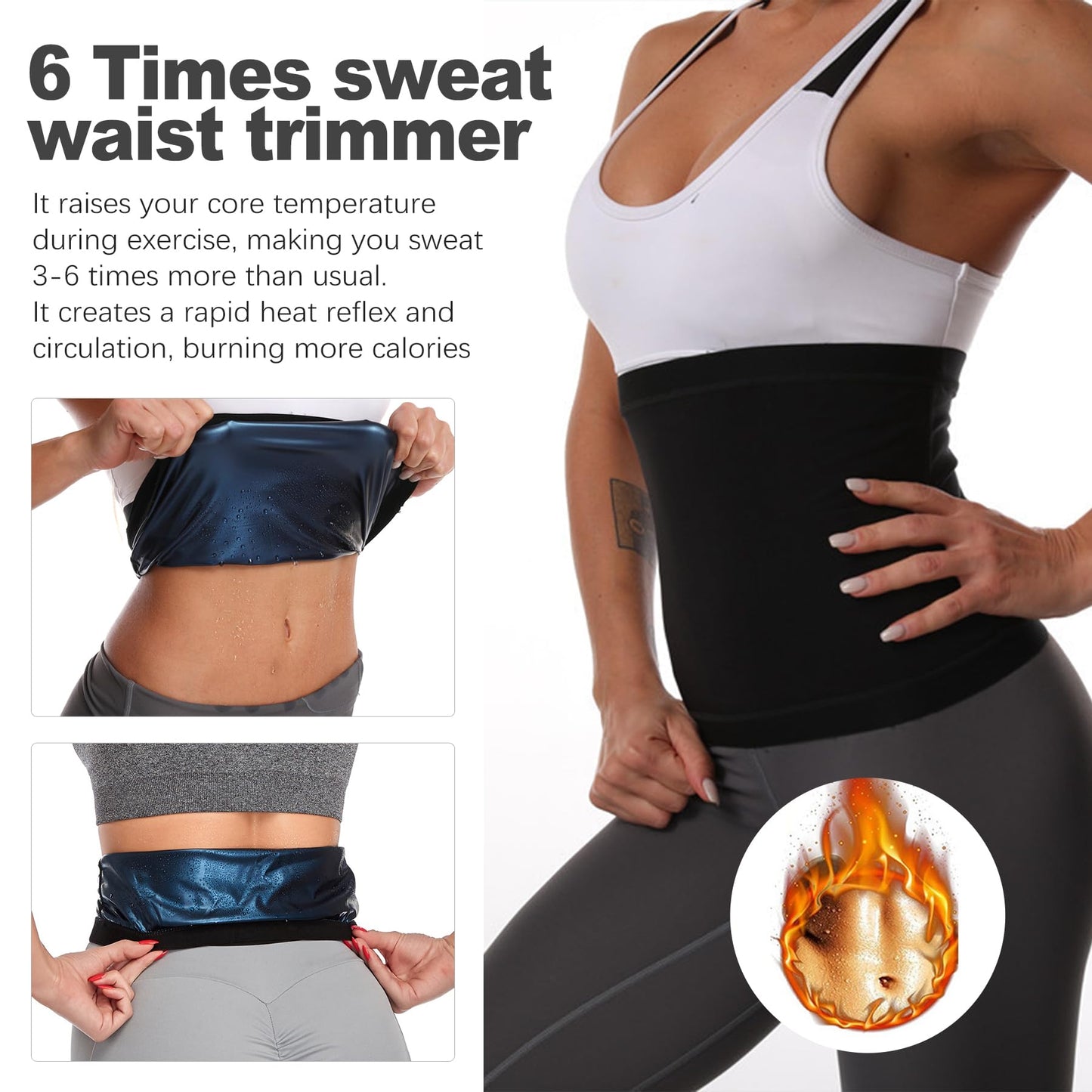 ZukoCert Sauna Belt for Women Weight Loss, Lower Belly Fat Sauna Waist Trainer, Stomach Sweat Band, Slimming Suit, Workout Sweat Shaper for Women(S/M) Blue