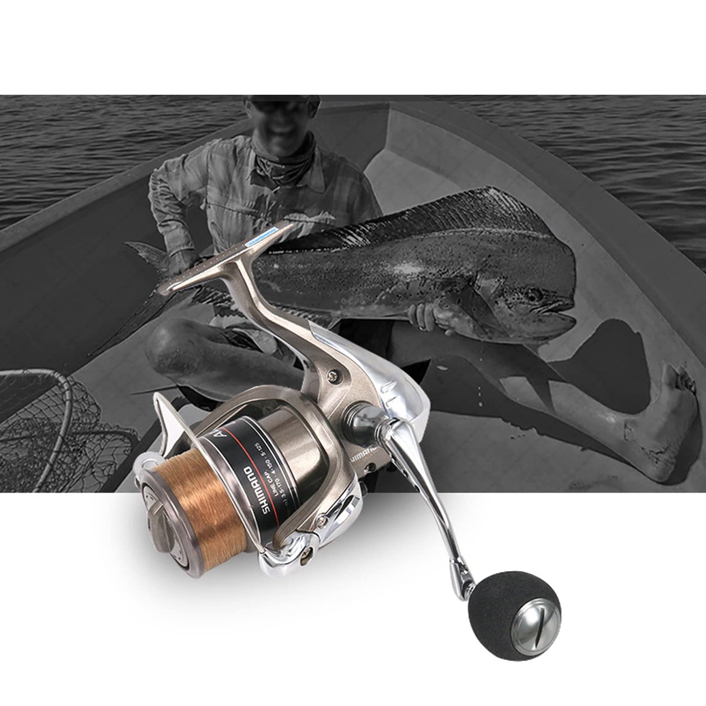 Fishing Reel Handle, Square Shaft Replacement Spinning Handle, EVA Reel Knob Power Handle Arm Grip (L)