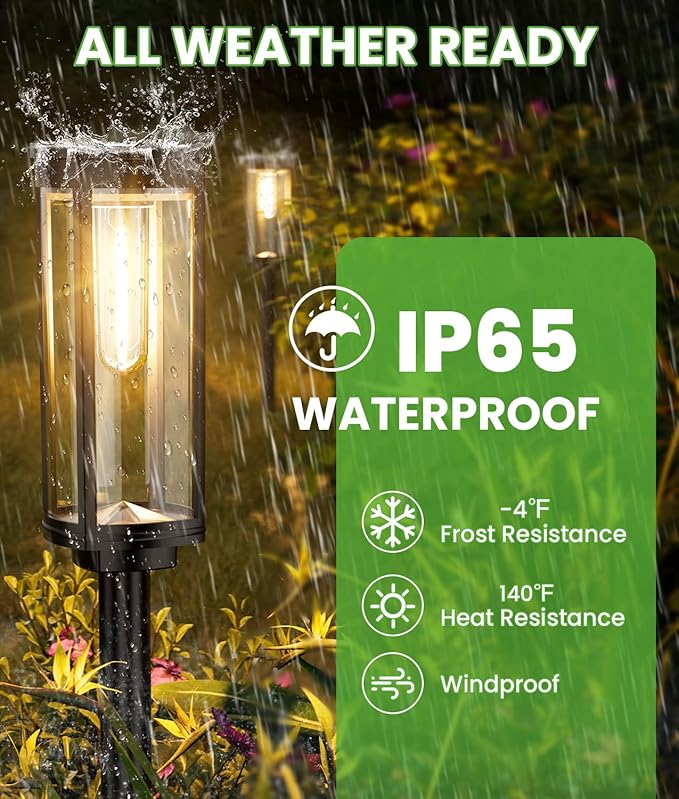 Bright Solar Pathway Lights Outdoor, 8 Pack Solar Powered Garden Lights Waterproof IP65, Auto On/Off Outdoor Light for Lawn Patio Walkway Driveway Decor Landscape Lighting