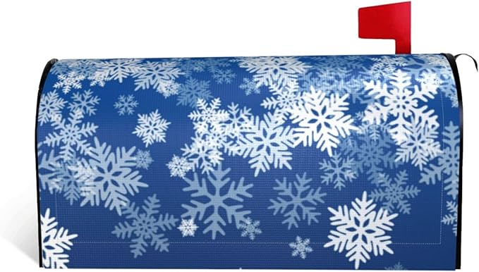 DADABULIU Mailbox Covers Snowflake Blue Winter Christmas Magnetic Letter Post Box Cover Standard Size 21 x 18 Inch Garden Yard Home Decorative