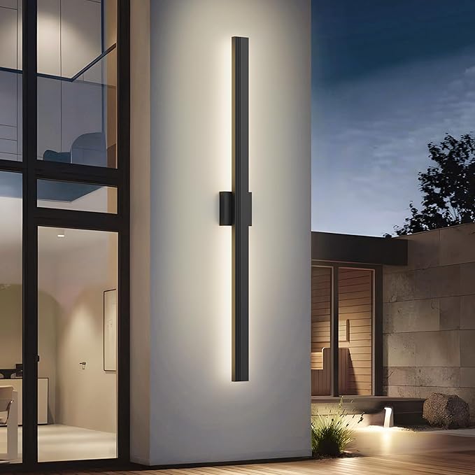 LamQee 47.2 In Aluminum Long Outdoor Wall Light, 3000K 3100LM Integrated LED Waterproof IP65, Linear Modern Exterior Lighting Fixtures Wall Mount Outside Sconce for House Porch Patio Garage Front Door