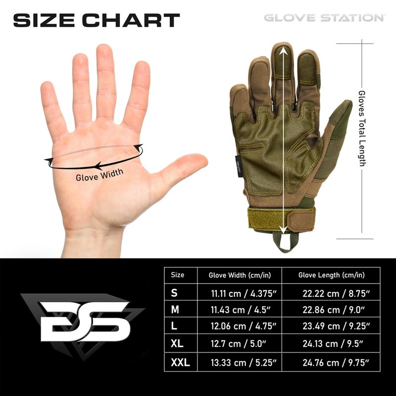 Glove Station Gloves for Men – Touchscreen Utility Gear with Hard Knuckle Protection Used in Motorcycle, Airsoft, & Outdoor Work Green - Hard Knuckle Medium
