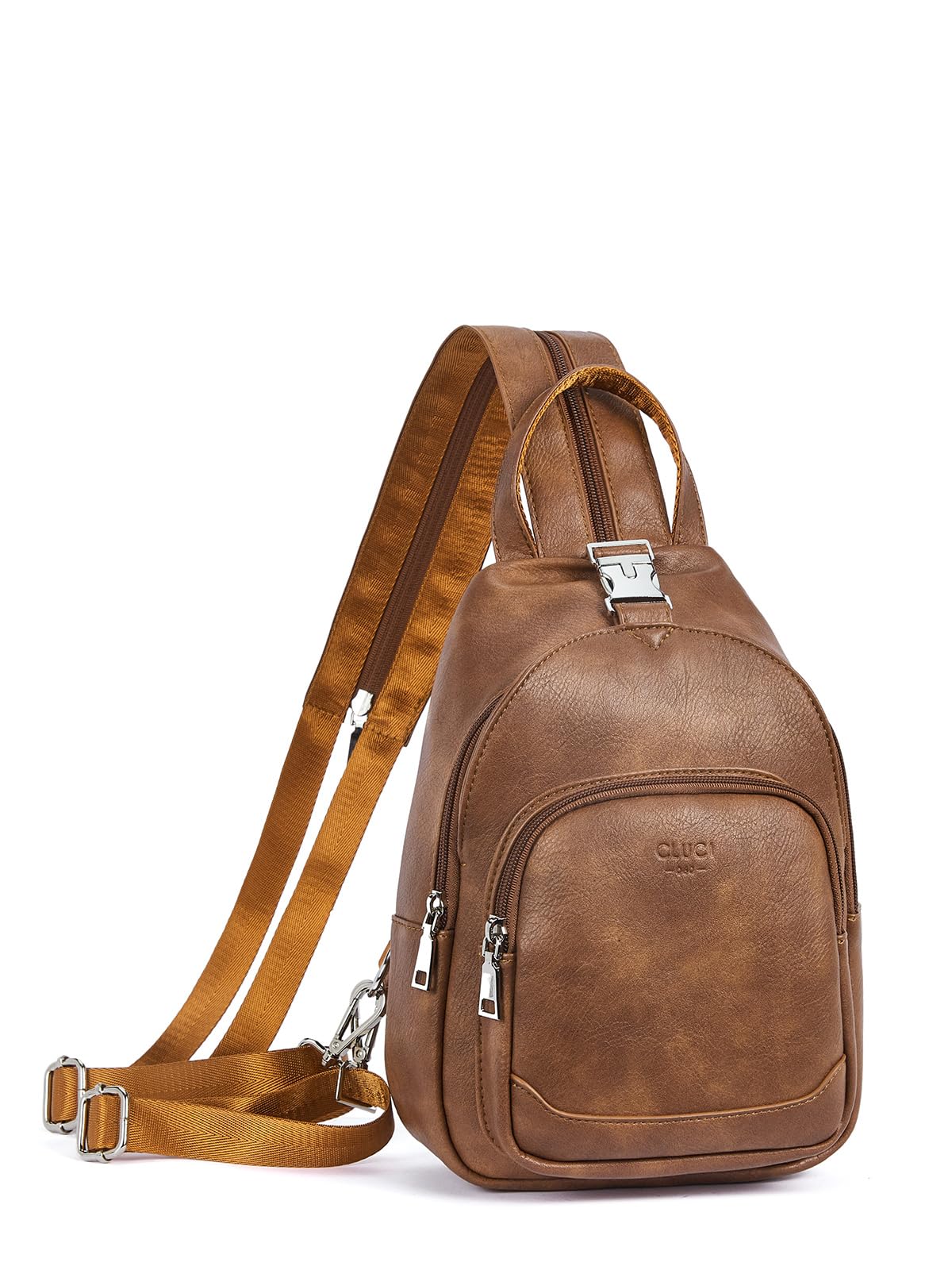 CLUCI Leather Sling Backpack for Women - Small Convertible Crossbody Bag for Travel