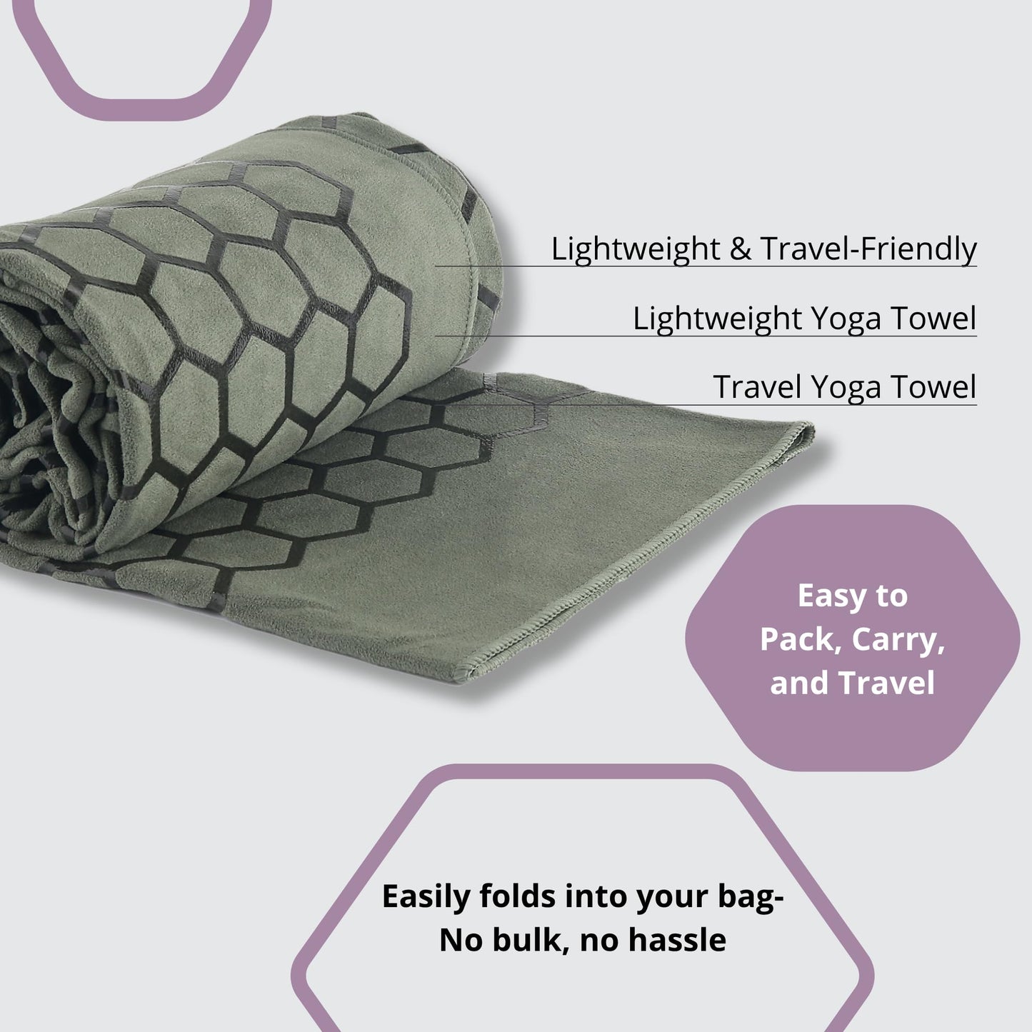 Clever Yoga Hot Yoga Mat Towel – Non-Slip Grip for Hot Yoga, Sweat Absorbent, Honeycomb Silicone Grip, Stays Flat – Ideal for Pilates, Travel, Washable & Lightweight - Dark Blue