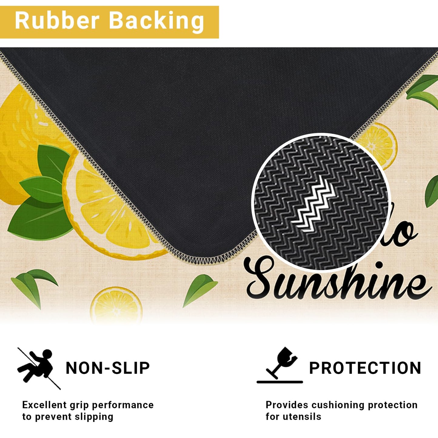 Nialnant Lemon Kitchen Rug Set of 2, Non Slip Lemon Kitchen Mat, Kitchen Floor Mats for in Front of Sink, Kitchen Rugs for Bedroom, Lemons Kitchen Decor and Accessories 17'' x 47'' + 17'' x 30''