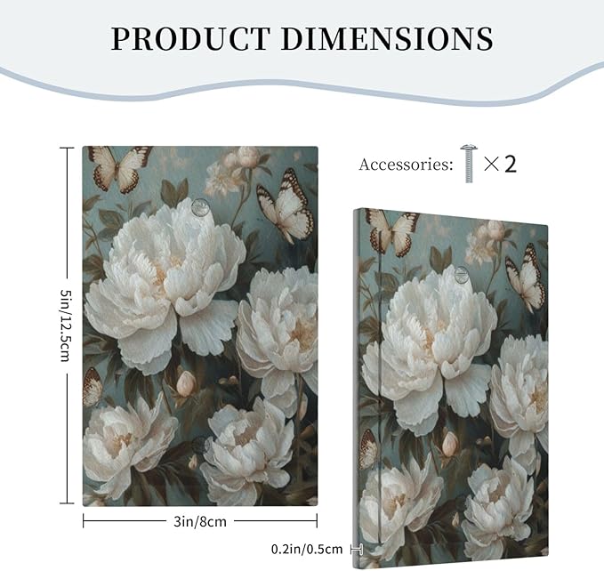 Decorative Art Light Switch Covers Butterflies & Peonies 1 Gang No Device Blank Switchplate Electrical Faceplate for Home Decor