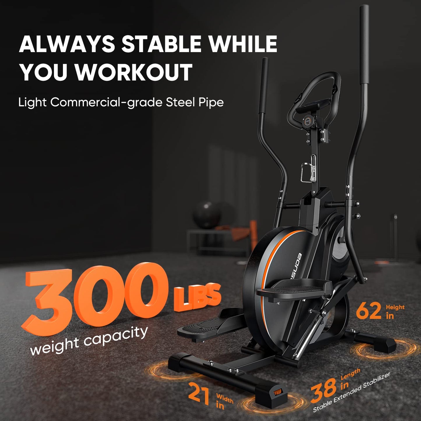 YOSUDA Pro Cardio Climber Stepping Elliptical Machine, 3-in-1 Elliptical Machine Stair Stepper Trainer, Total Body Fitness Cross Trainer with Quiet Magnetic Driving System, 16 Resistance