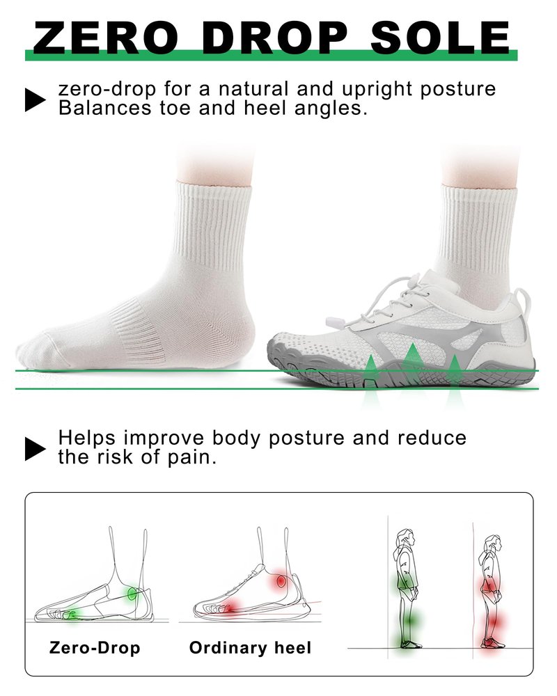 todaysunny Barefoot Shoes Mens Womens Minimalist Cross Training Shoes with Wide Toe Box Athletic Zero Drop Trail Walking Hiking Running Sneakers White