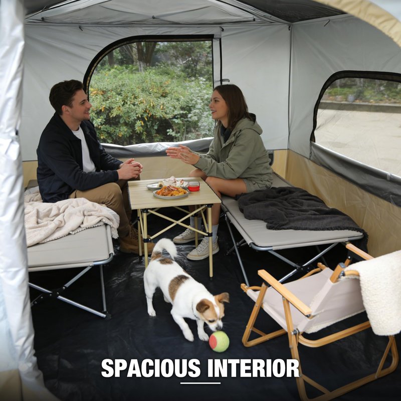 REDCAMP Canopy Camping Tent for Pop Up Canopy Tent, Inner Tent with Mesh Window, Converts Straight Leg 10'x10' or 10'x20' Canopy into Camping Tent, Fits 4-6 Person, Khaki(Frame/Shelter NOT Included)