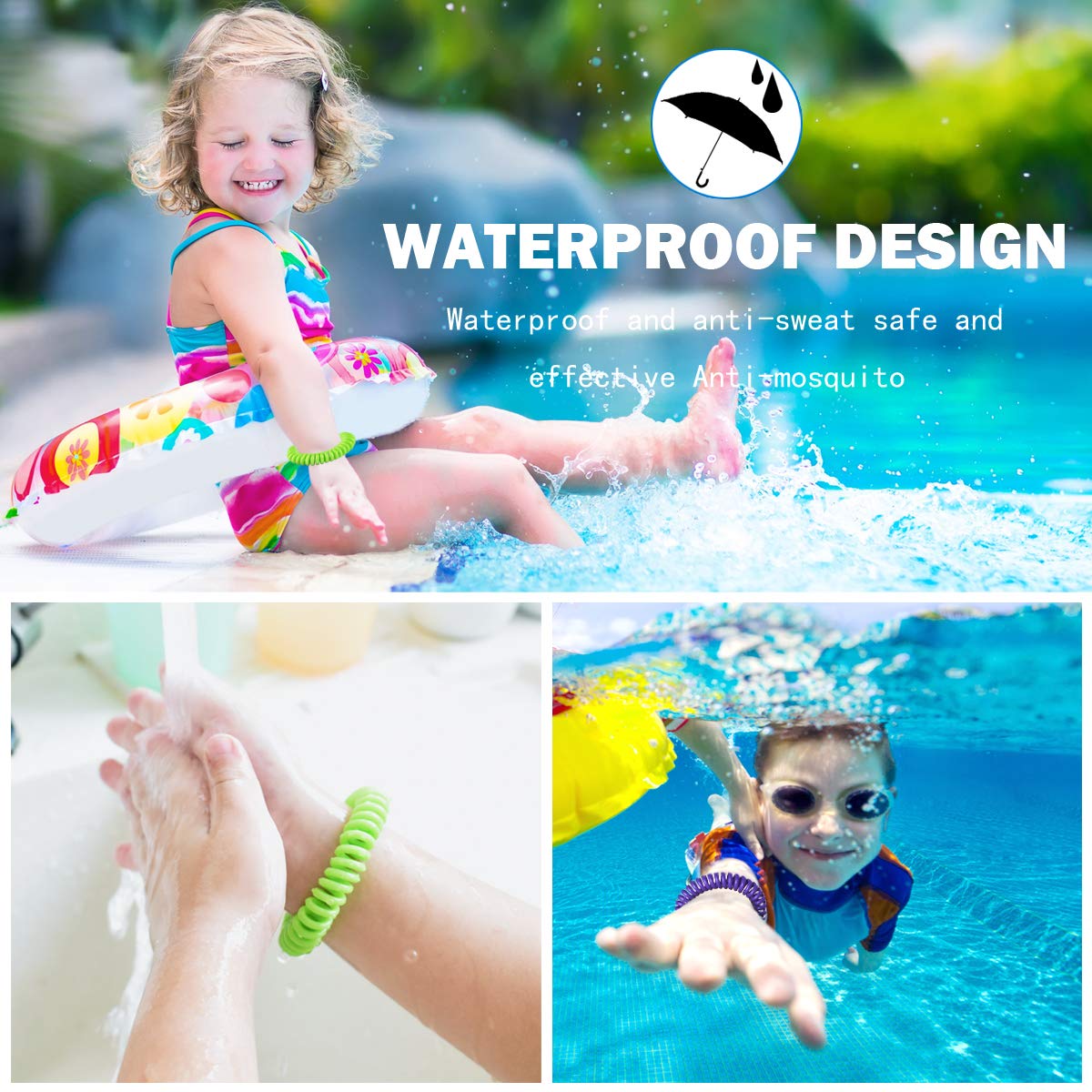 20 Pack Mosquito Bracelets with 4 Patches - Waterproof Wrist Bands for Kids & Adults, Natural Deet-Free Resealable