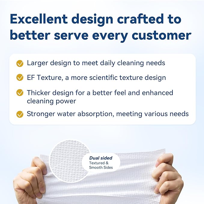 Disposable Face Towelettes, Makeup Remover Dry Wipes, Ultra Soft, 100% Biobased