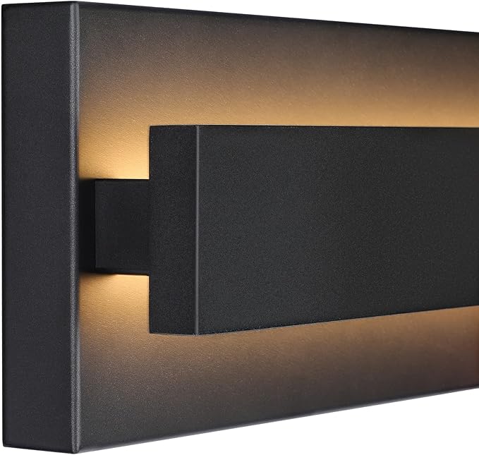 LamQee 23.6 Inch Modern Outdoor Wall Light Exterior Lighting Fixtures, 3000K 24W LED Contemporary Outdoor Sconces Wall Lighting, Matte Black Outside Wall Mount Lights for House Garage Porch Patio Door