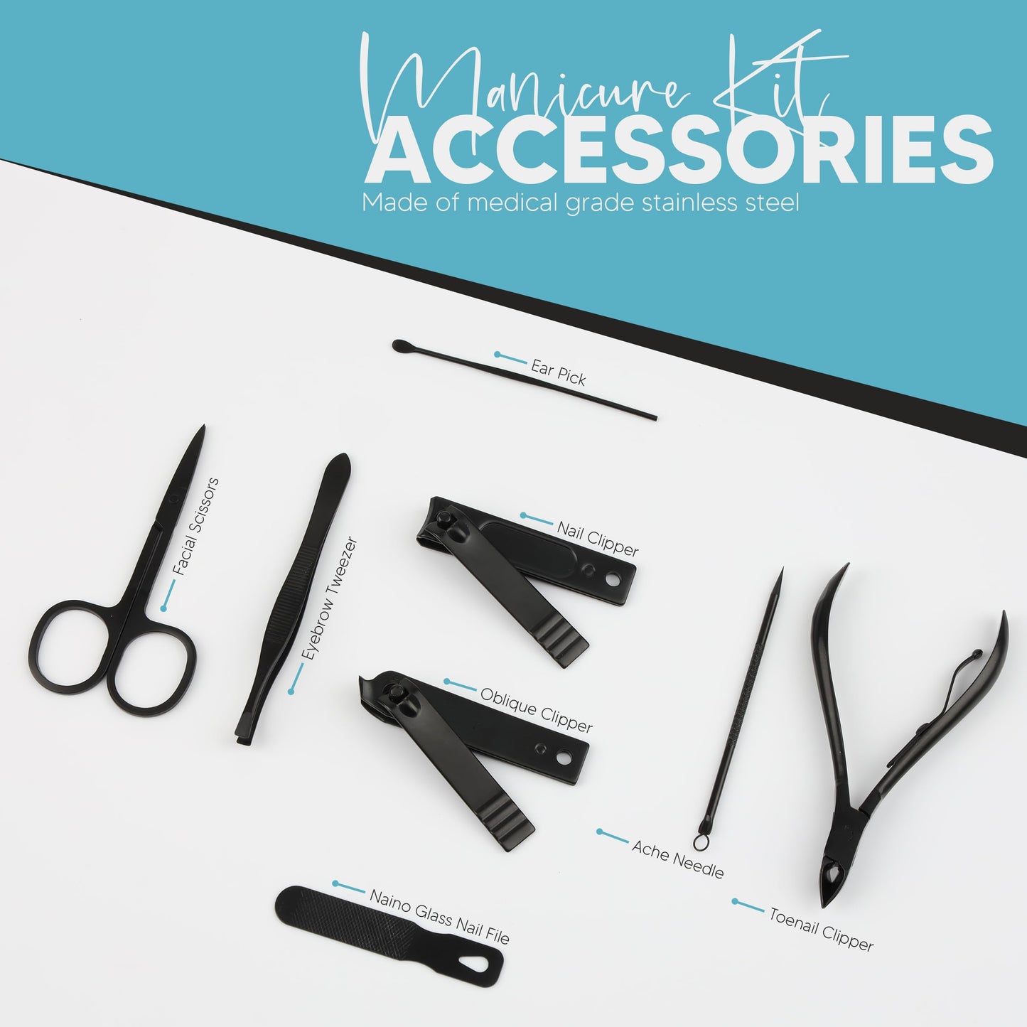 Utopia Care Nail Clippers Professional Nail Kit or Manicure Kit for Women and Men, Stocking Stuffers or Groomsmen Gifts 16Pcs Pedicure Set for Fingernail, Toenail Clippers with Travel Case