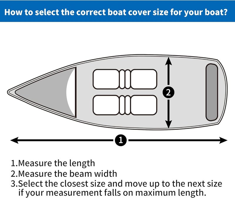 Trailerable Boat Cover - 16'-18.5' Heavy Duty 800D Waterproof | Fits V-Hull, Fishing & Runabout Boats