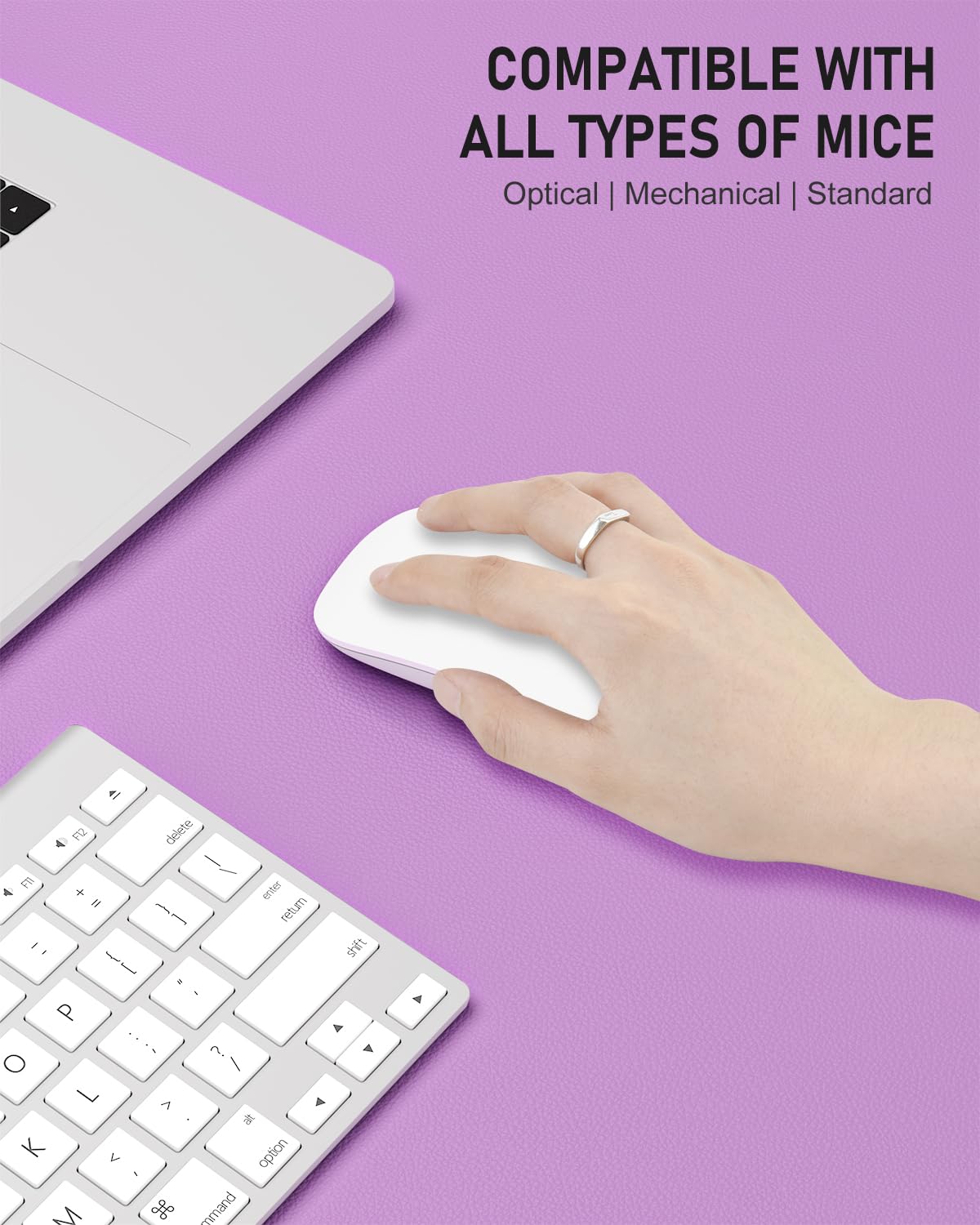 Niniubye Desk Pad, 48" x 17" PU Leather Non-Slip Desk Mat Large Mouse Pad for Desktop, Waterproof Laptop Computer Writing Mat for Office, Home, Work, Gaming, Purple
