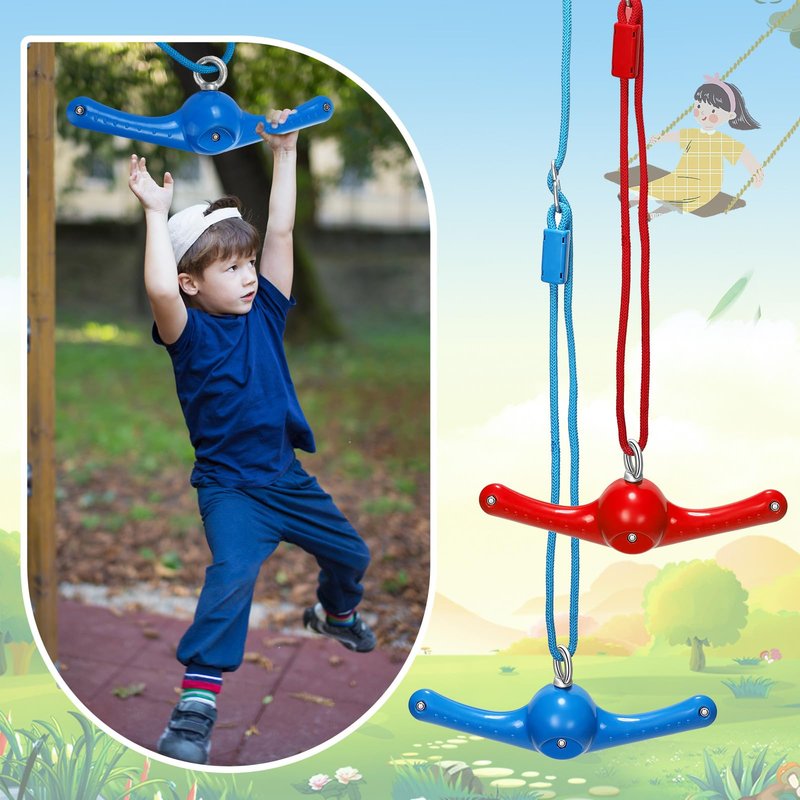 Hiboom 2 Pcs Twister Swing 360° Handle Ninja Accessories Set Adjustable Slackline Attachments Playground Toys Doorway Swing for Playground Backyard Training