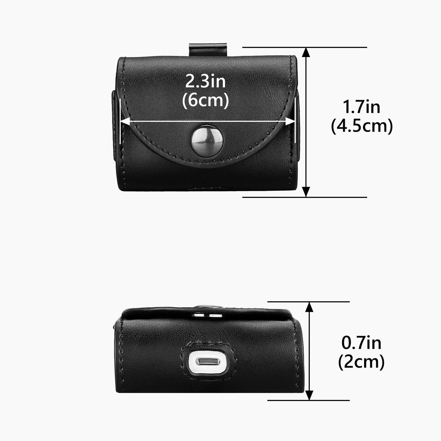 Geekria Protective Carrying Pouch Compatible with Apple AirPods 4th/3rd, AirPods Pro 2nd/Pro 1st, Leather Clip-On Case Cover, Durable Belt Holder (Black)