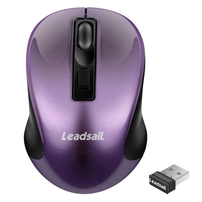 LeadsaiL Wireless Computer Mouse, 2.4G Portable Slim Cordless Mouse Less Noise for Laptop Optical Mouse with 4 Buttons for Laptop, Desktop, MacBook