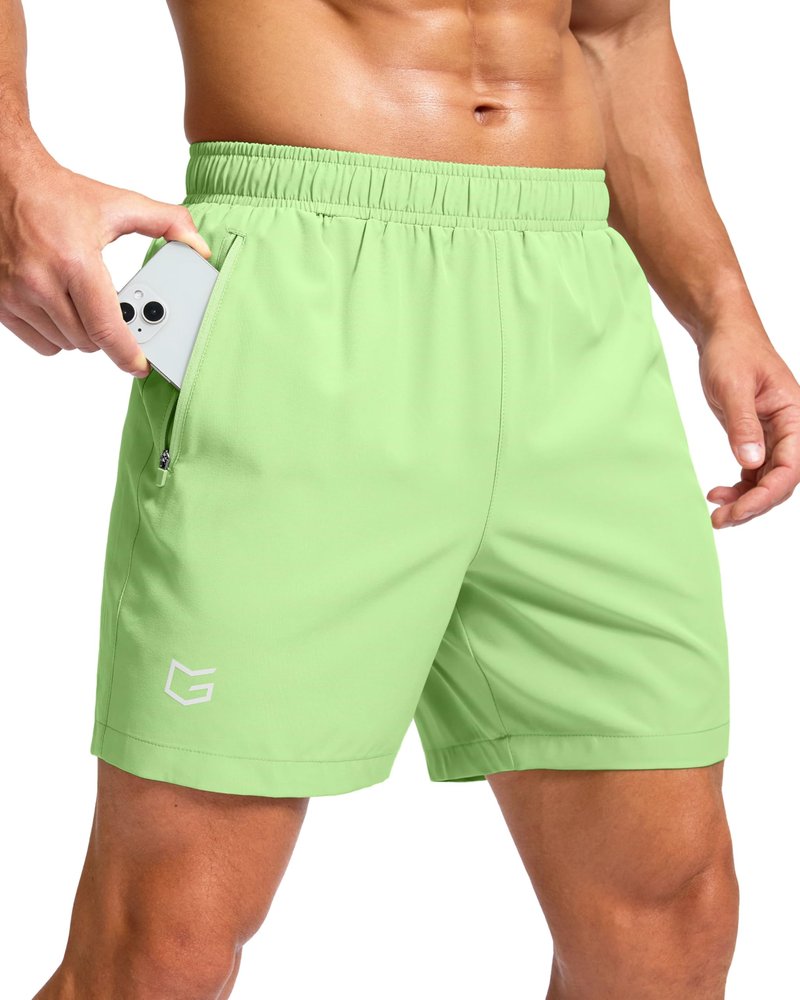 G Gradual Men's Athletic Running Shorts with Zipper Pockets Quick Dry 7"/ 5"/ 9" Workout Gym Shorts for Basketball Hiking(Mint Moment,9XXXL)